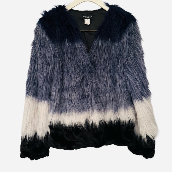 Venus Multicolor Faux Fur Jacket. Size 4 - Picture 1 of 6